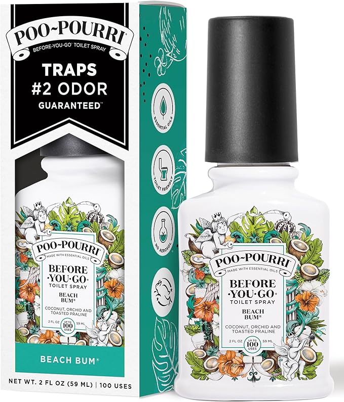 Poo-Pourri Before-You-Go Toilet Spray, Beach Bum, 2 Fl Oz, Up to 100 Uses, Bathroom Odor Deodorizer with Essential Oils fo...