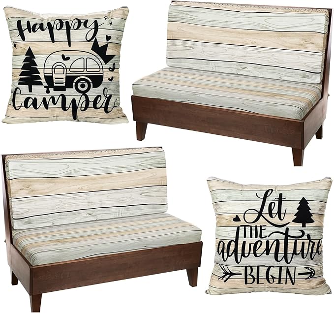 HunnmingRe 6 Pcs Rv Dinette Cushion Covers Stretch Washable Rv Dinette Cushion Covers Camper Accessories for Camper Car Be...