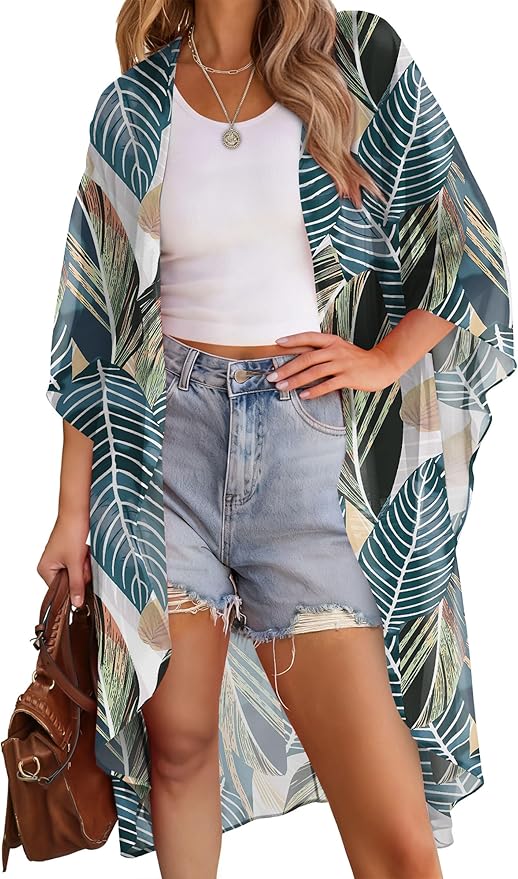 OFEEFAN Kimonos for Women Swimsuit Coverup Beach Casual Loose Cardigans for Swimwear