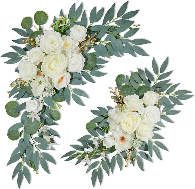 NKLTD Wedding Arch Flowers (2pack),Flower Arch Stand,Flower Garland,for Wedding Outdoor Decorations Floral swags and Garla...