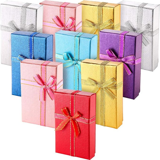 Pangda 12 Pieces Cardboard Ring Gift Box Jewelry Boxes Package Case for Necklace Earring Gift, Random Color