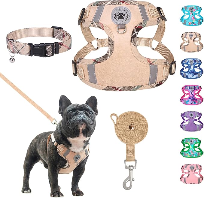BEAUTYZOO Step in Dog Harness Collar and Leash Set for Small Medium Large Dogs, No Pull No Choke Puppy Harness, Soft Mesh ...