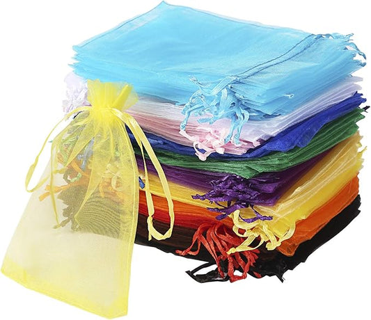 Bouraw 120Pcs Organza Bags 4x6 Inches with Drawstring, Jewelry Pouches Wedding Party Christmas Favor Gift Bags (Mixed Color)