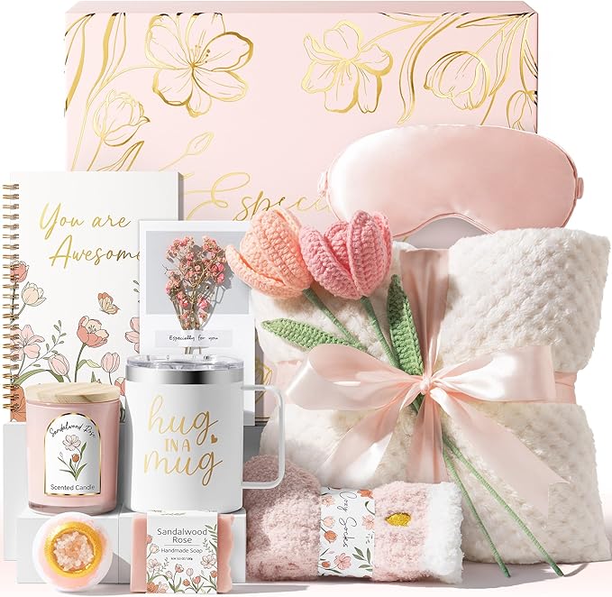 Mothers Day Birthday Gifts for Women Self Care Package, Get Well Soon Gift Baskets for Women Spa Gifts Set, Unique Thinkin...