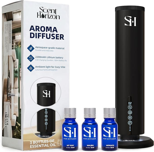 Hotel Waterless Scent Diffuser, Tower Design Upgrade 2026 | Rechargeable Battery Cold Air Oil Diffuser for Large Homes, Of...