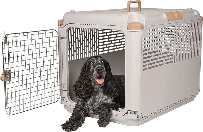 SportPet Designs Collapsible Medium Pet Travel Carrier (Tan), Hard-Sided Kennel for Medium Dogs, Puppies, Cats, Kittens, A...