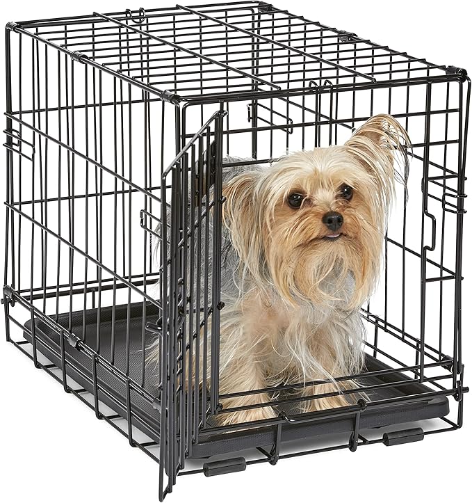 MidWest Homes for Pets 18-Inch iCrate for Tiny Breeds, Up to 10 lbs, Single Door Folding Dog Crate with Divider Panel, Lea...