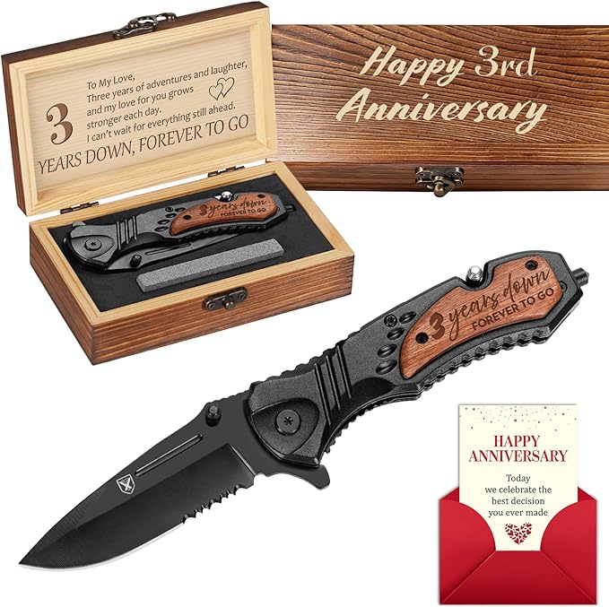 Titorld 3 Years Anniversary Keepsake Gifts for Him, 3rd Tin Anniversary for Men Him Husband Boyfriend, Three Years Marriag...
