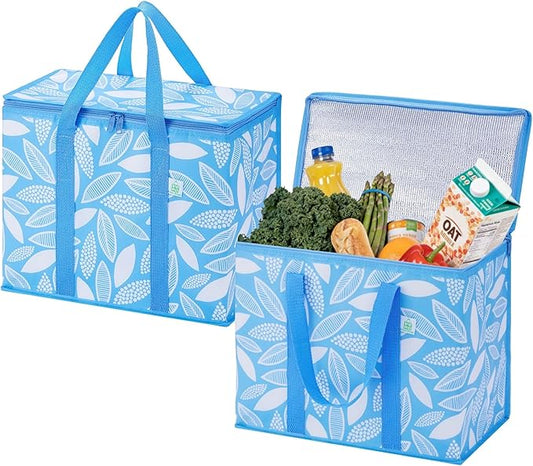 VENO 2 Pack Insulated Cooler Bag, Reusable Grocery Shopping Bag for Food Delivery, Heavy Duty, Large Size, Durable Handle...