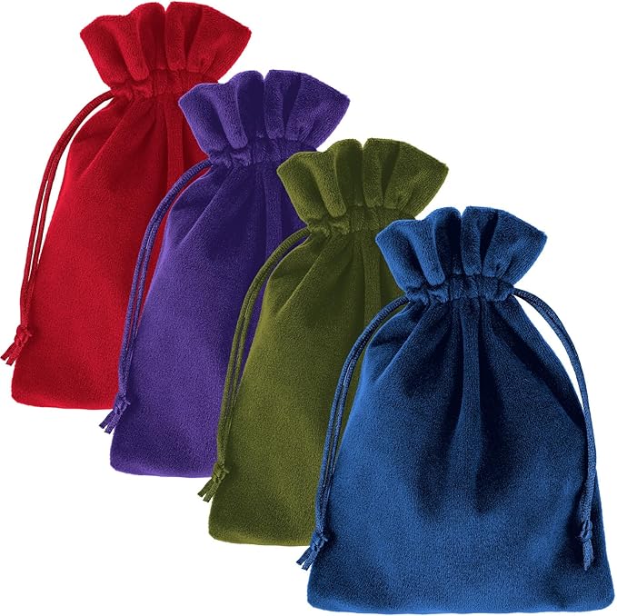 Tucnoeu 4pcs 7.08 X 5.11inch Velvet Gift Bags Soft Velvet Bags with Drawstrings,Dice Bag Small Drawstring Pouch for Tarot ...