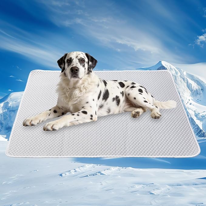 GooCare Dog Cooling Mat XL 60"x40" for Giant Dogs, Q-Max>0.4 Ice-Silk Fabric, Thick & Non-Slip, Washable & Waterproof, Por...