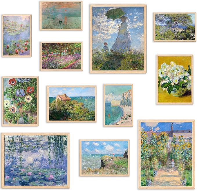 KBKBART Claude Monet Eclectic Wall Art, Monet Prints for Wall Decor, Eclectic Home Decor Canvas Impressionist Painting, Mo...