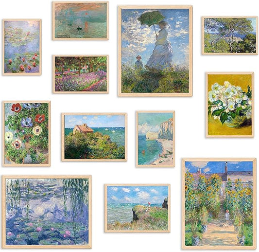 KBKBART Claude Monet Eclectic Wall Art, Monet Prints for Wall Decor, Eclectic Home Decor Canvas Impressionist Painting, Mo...