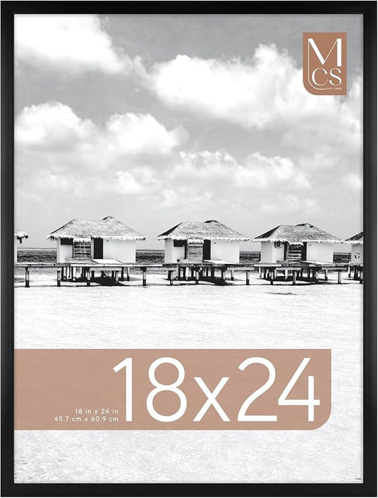 MCS Foundation 18x24 Poster Frame Traditional Black, Vertical & Horizontal Wall Hanging Large Picture Frame for Photos, Po...