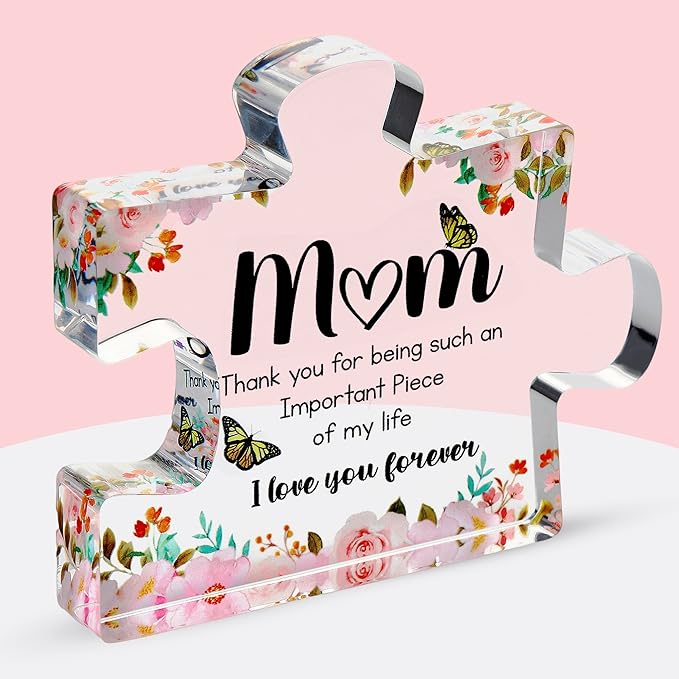 VELENTI Gifts for Mom - Cute Engraved Acrylic Block Puzzles Piece - Adorable Mom Gift from Son, Daughter - Fun Christmas, ...