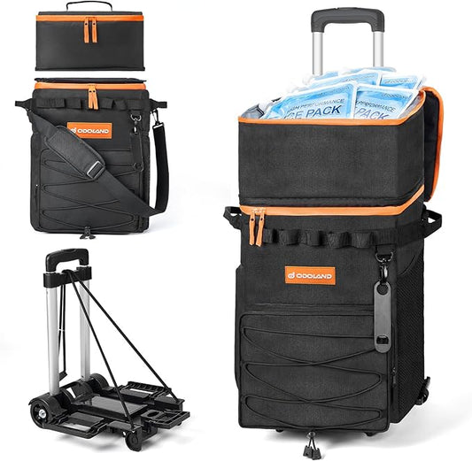 Odoland 72 Can Rolling Cooler Bag with Wheels & Handle, Collapsible Insulated Ice Chest for Beach, Camping & Tailgating - ...