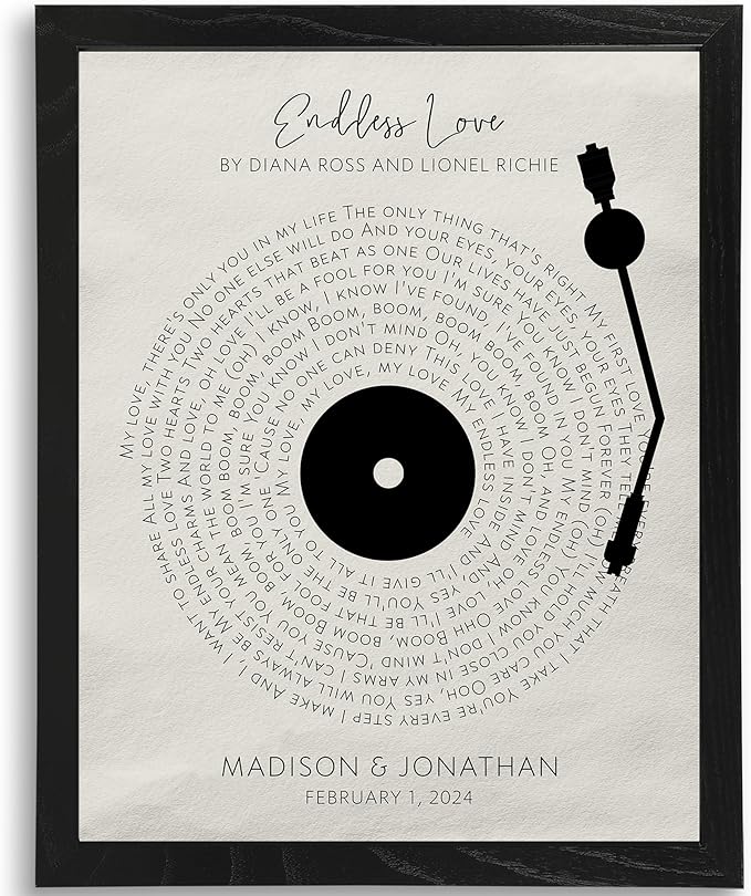DREAM BIG PRINTABLES Customizable Couples Song Lyrics Art Print | Personalized Wall Art with Your Favorite Song | Names an...