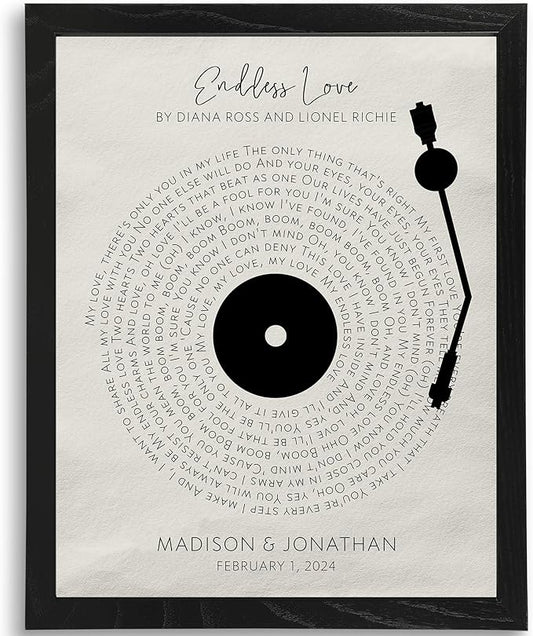 DREAM BIG PRINTABLES Customizable Couples Song Lyrics Art Print | Personalized Wall Art with Your Favorite Song | Names an...