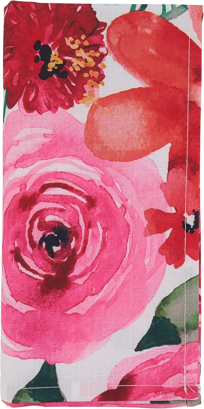 SARO LIFESTYLE Santa Monica Floral Table Napkin (Set of 12), Multi, 20"