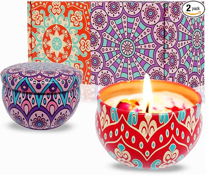 Scented Candles Gift Set - Aromatherapy Candle for Home, Portable Hotel Small Candles, Natural Soy Wax Tin Jar for Yoga, B...