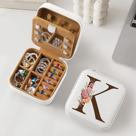 Parima Gift for Women Teen Girls - Travel Jewelry Case Organizer Initial Small Jewelry Box Custom Personalized Birthday Gi...