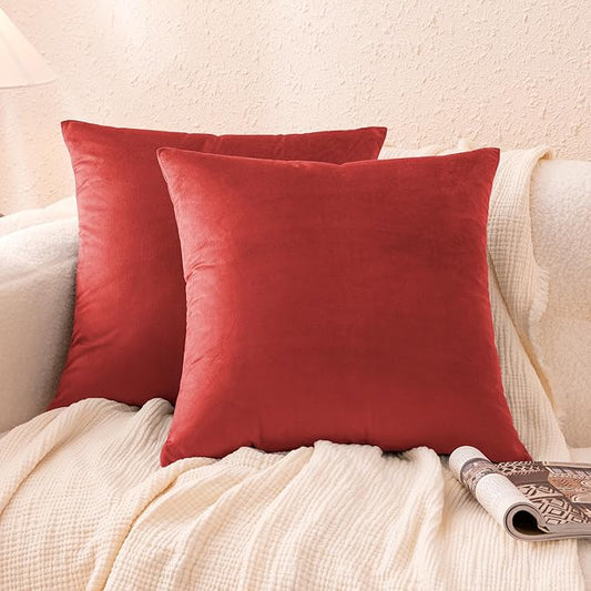 Amazon Basics Velvet Throw Pillow Covers, Soft Decorative Square Cushion Cases Modern Home Decor for Sofa, Couch, Bed, 18...
