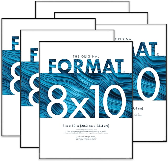 MCS Format 8x10 Picture Frame Black, Vertical & Horizontal Wall Hanging Picture Frame for Photos & Art Prints (6-Pack)