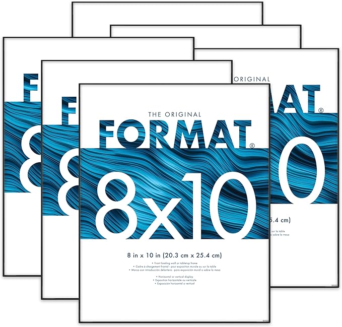 MCS Format 8x10 Picture Frame Black, Vertical & Horizontal Wall Hanging Picture Frame for Photos & Art Prints (6-Pack)