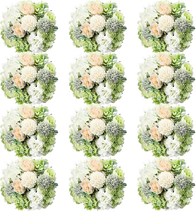 Tigeen Artificial Flowers Artificial Peonies Silk Flowers Faux Peony Fake Peony Silk Hydrangea Bouquet for Wedding Table C...