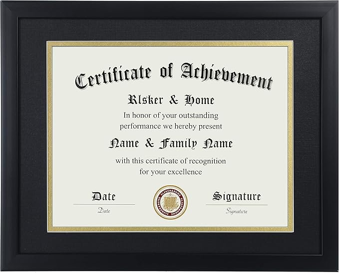 ELSKER&HOME 8.5x11 Certificate Frame - Classic Black Color Frame - Displays Diploma 8.5x11 Inch with Mat - 11x14 Inch With...