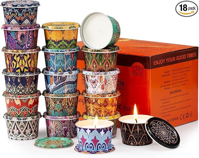Scented Candles Set, 18 Pack(40oz) Travel Soy Wax Candles Bulk, Long Lasting Aromatherapy Candle Gift Set for Women, Home ...