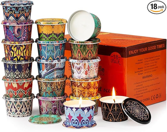 Scented Candles Set, 18 Pack(40oz) Travel Soy Wax Candles Bulk, Long Lasting Aromatherapy Candle Gift Set for Women, Home ...