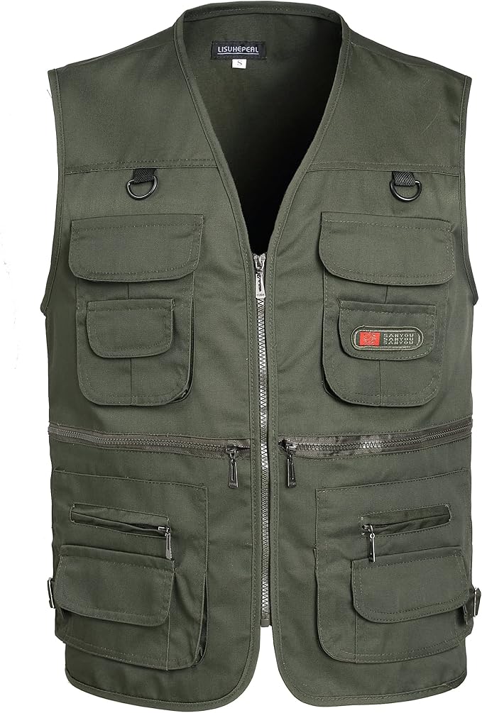 LISUHEPEAL Men’s Fishing Vest Summer Outdoor Work Safari Travel Photo Vest with Multi Pockets