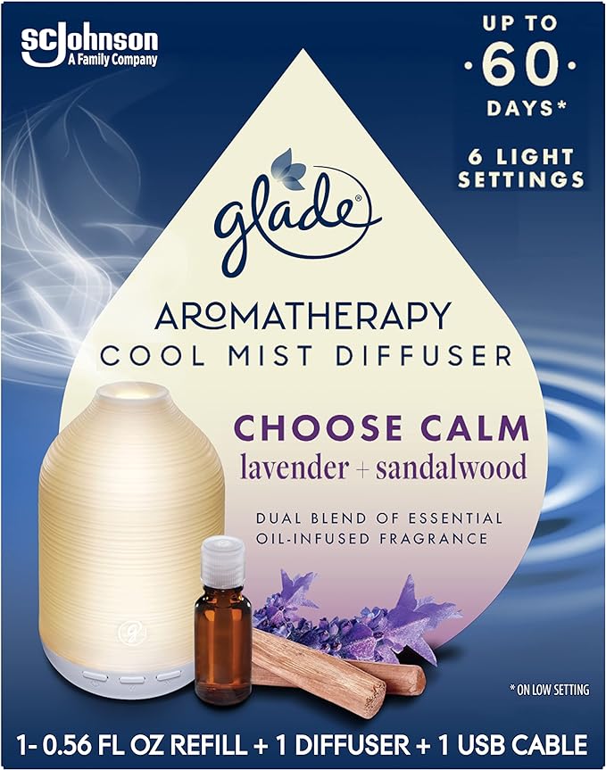 Glade Aromatherapy Diffuser & Essential Oil, Air Freshener for Home, Choose Calm Scent with Notes of Lavender & Sandalwoo...