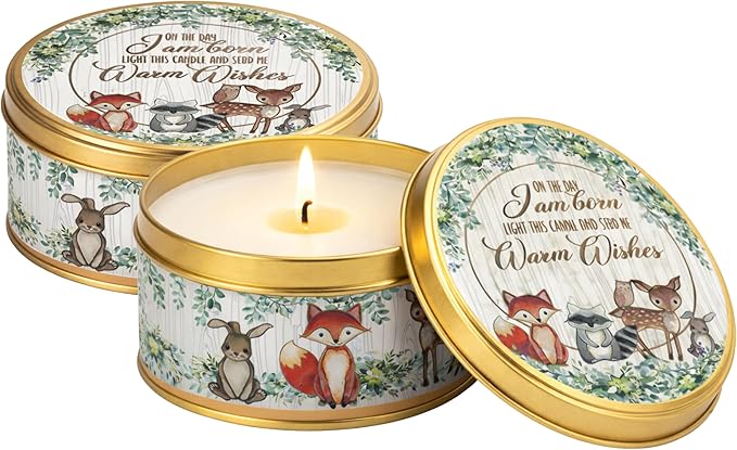 Majestic Zen Woodland Scented Candle 9-Pack Soy Wax Baby Shower Candle Favors - Natural Scented Candle Gift Set & Gender R...