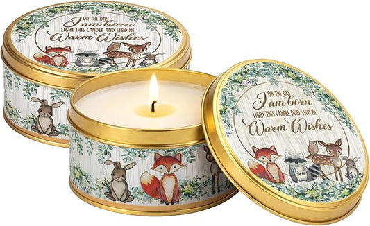 Majestic Zen Woodland Scented Candle 9-Pack Soy Wax Baby Shower Candle Favors - Natural Scented Candle Gift Set & Gender R...