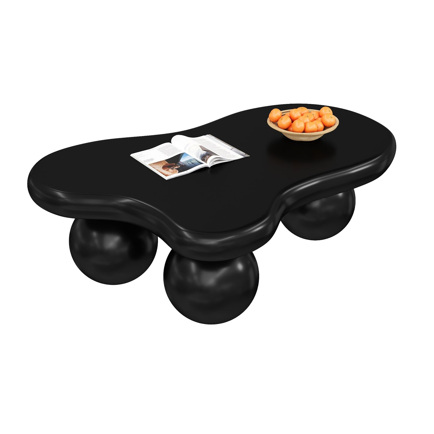 Black Cloud-shaped Coffee Table With LED Lighting Available In 16 Colors, Cloud-shaped Design, Round Leg Design, Stylish Highlight For Modern Living Rooms And Children's Rooms
