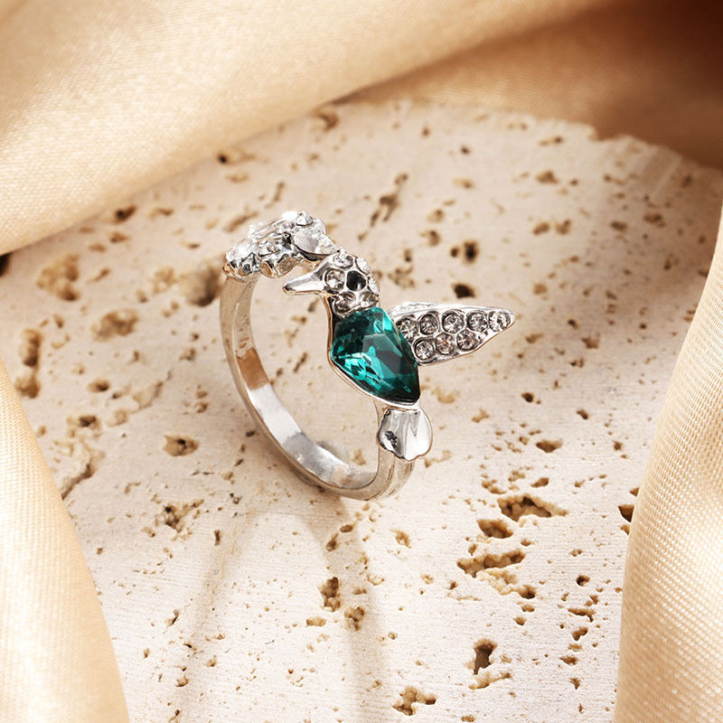 High Sense Women's Accessories Niche Green Hummingbird Ring