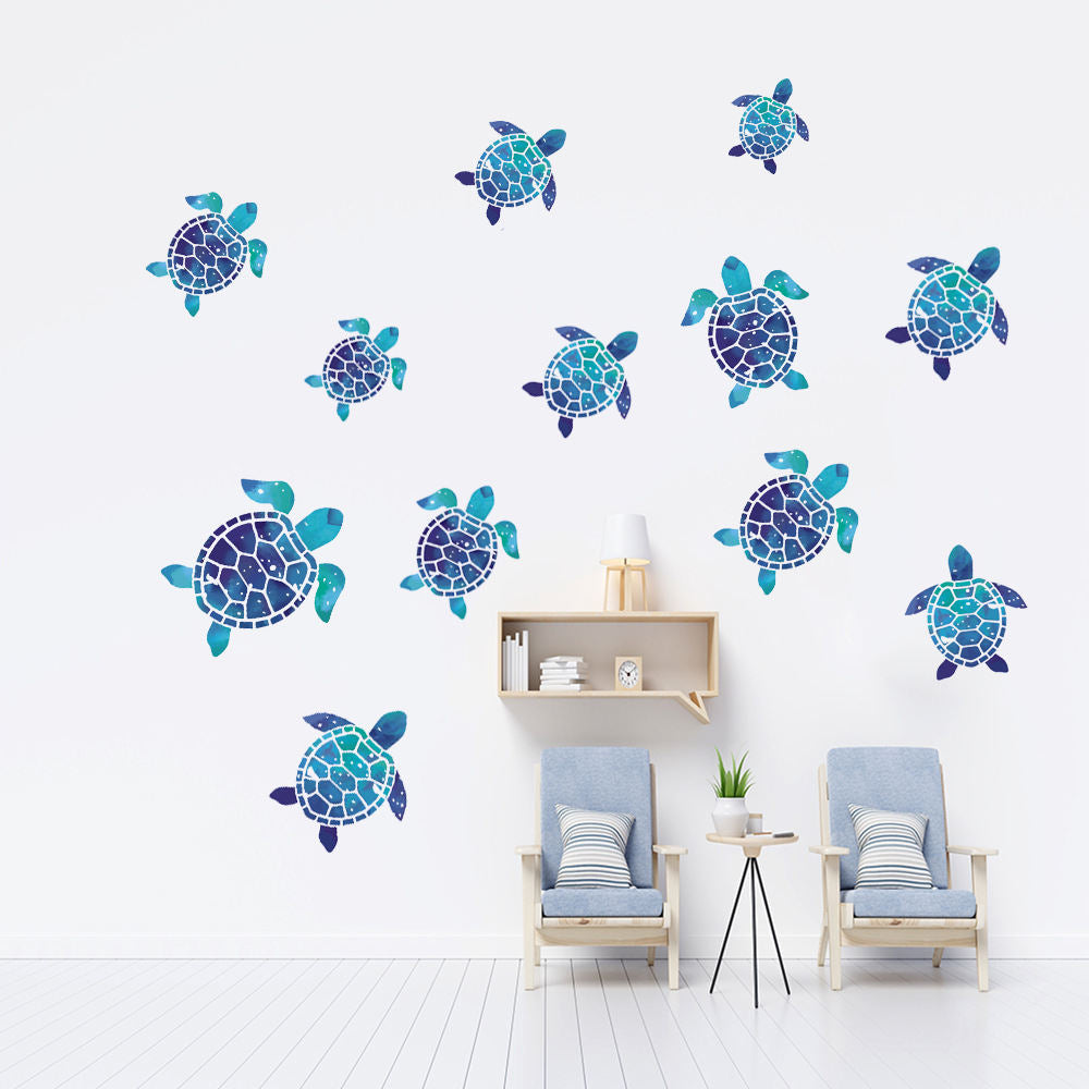 Creative 12-piece Sea Turtle Wall Stickers For Home Use