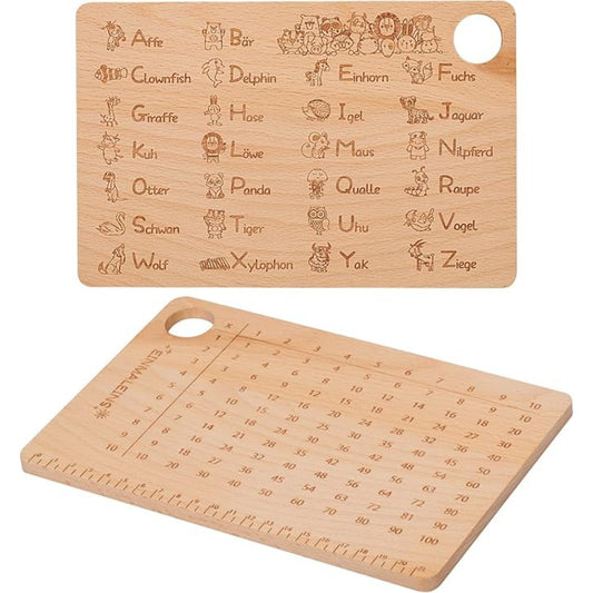 Alphabet Breakfast Board And 1x1 Wooden Breakfast Board As Back-to-School Gifts, Christmas Wooden Learning Board For Back-to-School, Christmas Gifts