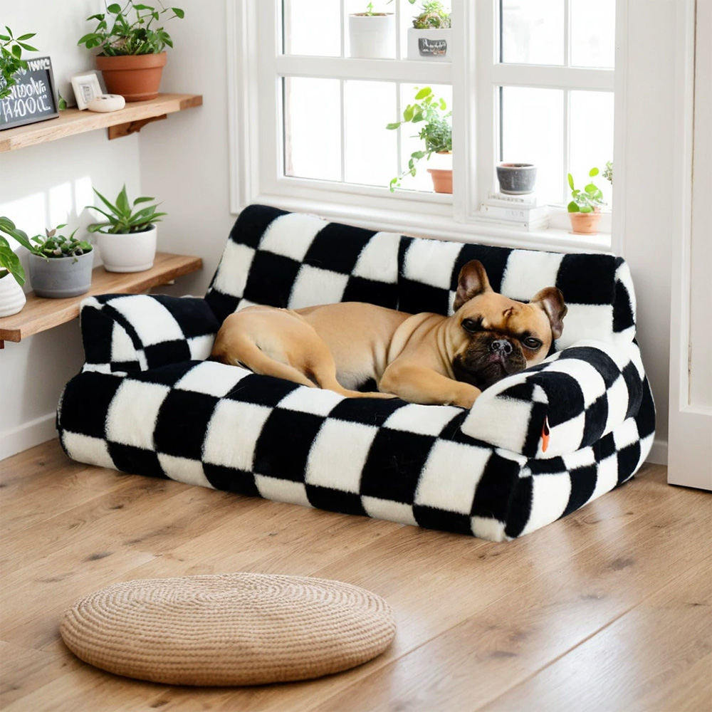 Plush Pet Bed Washable Cats Dogs Sleeping Sofa Thicken Warm Puppy Cat Couch With Anti-Slip Bottom With Detachable Cover Gift For Pet Lovers