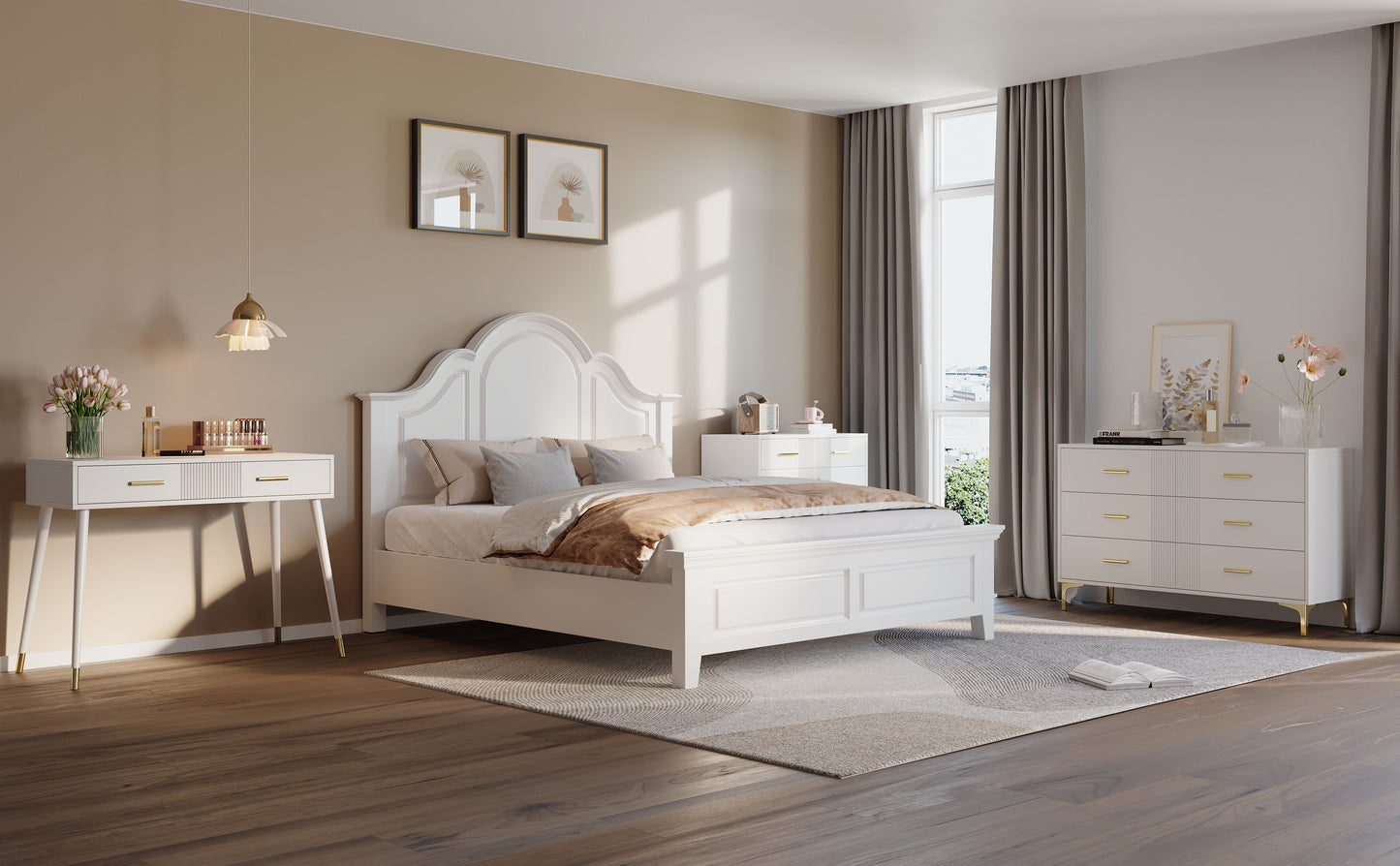 Dressing Table, Dressing Table, Desk With 2 Drawers, Metal Feet, White, Dimensions H 76 Cm XW 1 0 0 Cm XD 40 Cm Without Mirror