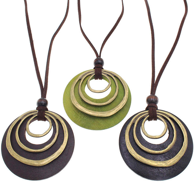 Bohemian-style Korean Fleece Alloy Round Three-Loop Necklace
