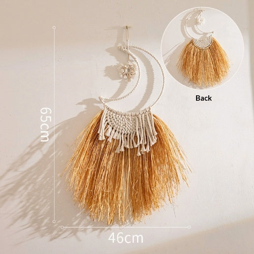 Natural Woven Raffia Decor For Bedroom Background Wall Decoration