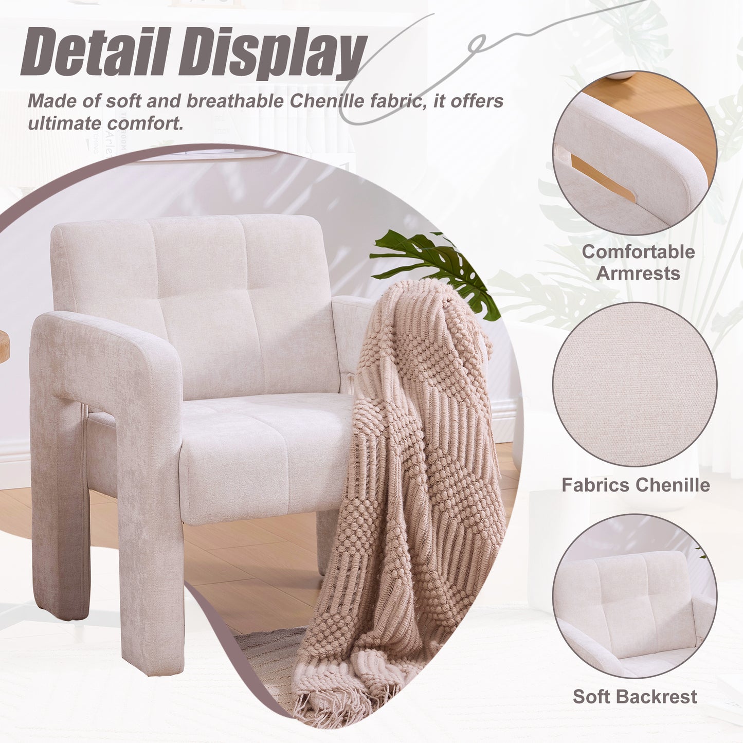 Modern Minimalist Casual Single Armchair Living Room, Bedroom, Office Area Upholstered Chair Comfortable Padded Armchair Nordic Style Casual Seating