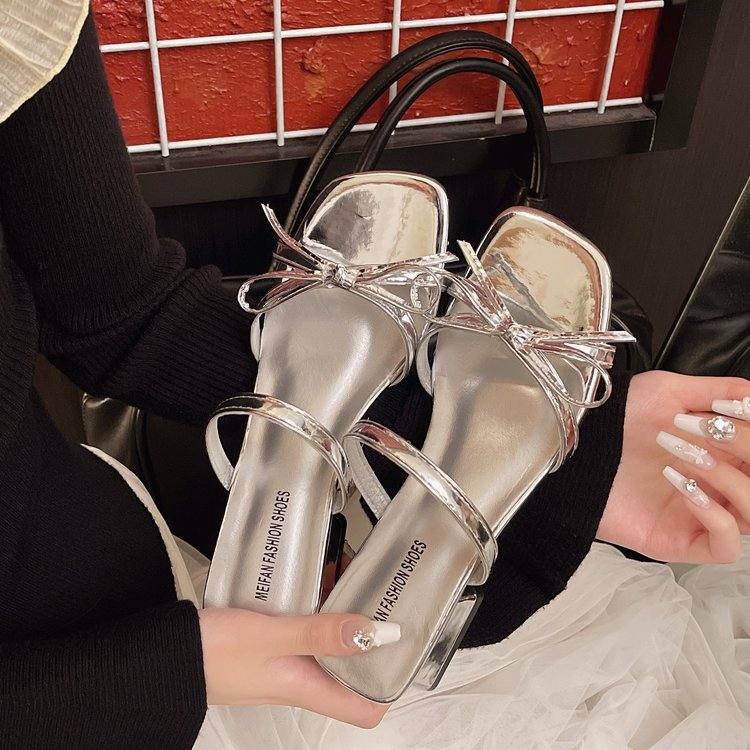 Elegant French Style Slide Sandals For Women, Versatile One Strap High Heels For Dresses, Outdoor Summer Sandals