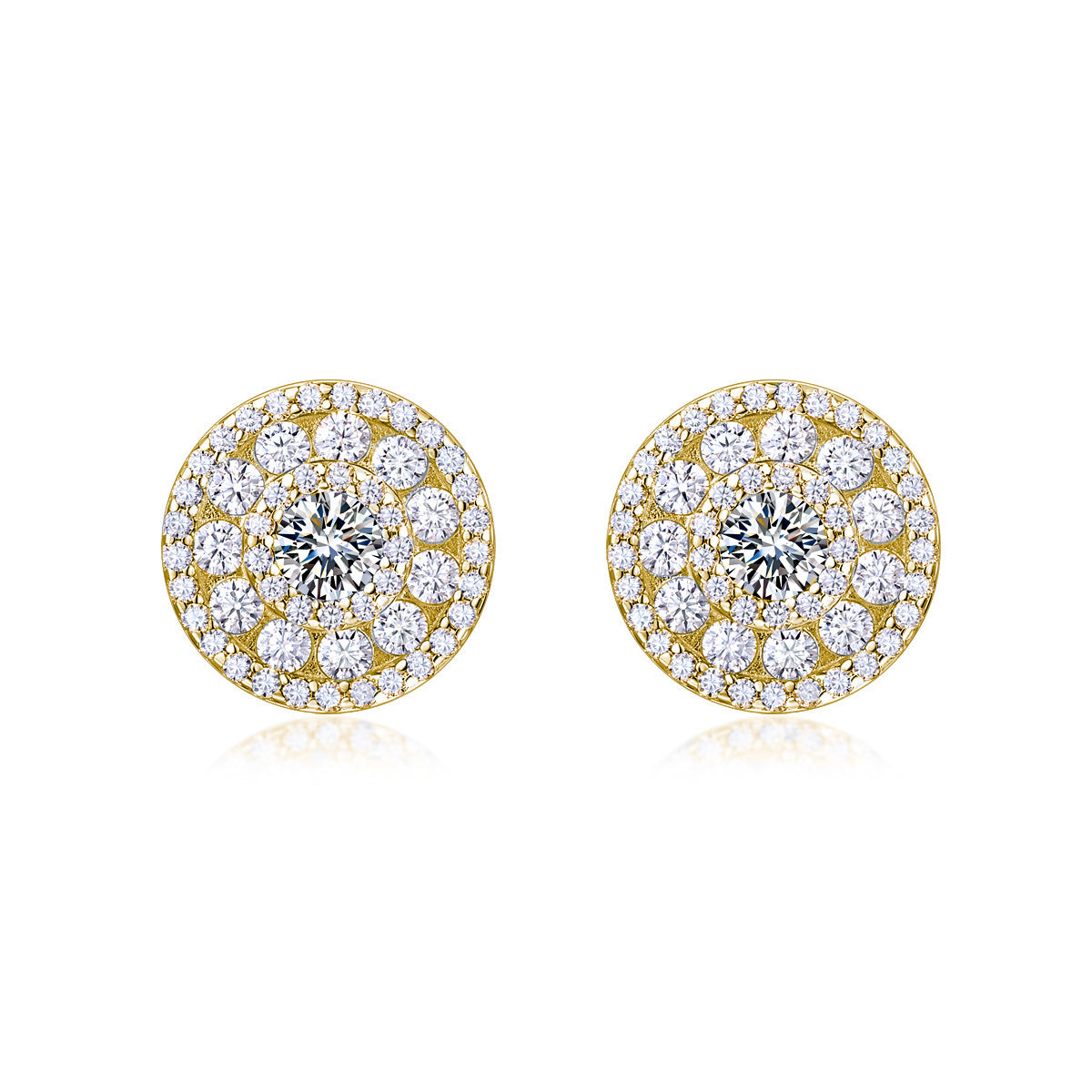 S925 Sterling Silver Round Halo Stud Earrings, 4mm D-VVS1 Moissanite, Platinum Plated 4.7g Women's Jewelry With Gift Box
