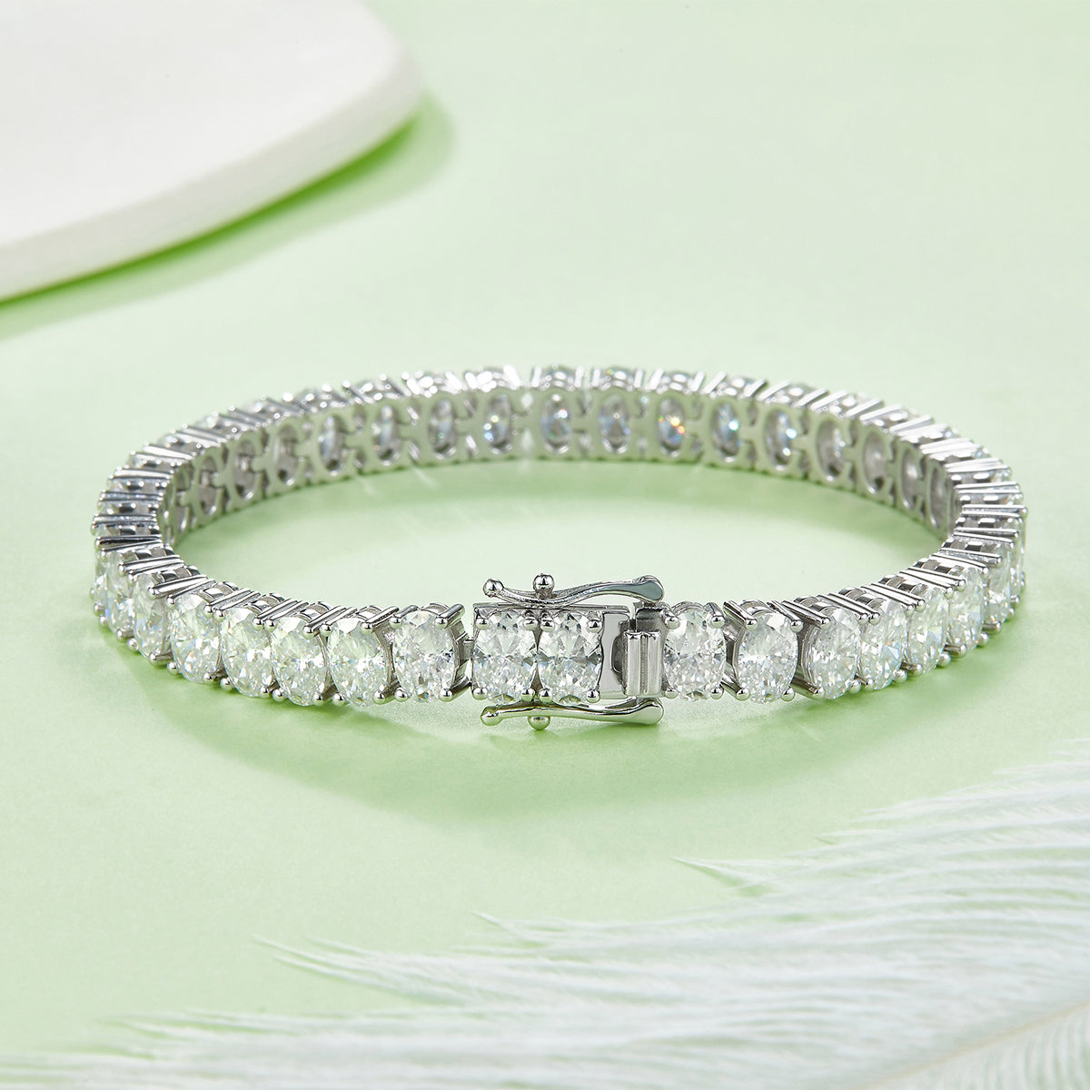 S925 Sterling Silver 6x4mm Oval Cut Moissanite Tennis Bracelet D Color VVS1 16-18-20cm GRA Certified Platinum Plated Gift Box