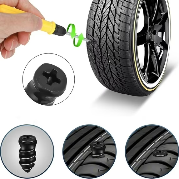 60Pcs Tire Repair Rubber Nail, Rubber Screw Tire Plugs Repair Nail Kit Tires Quick Puncture Repair Tools For Auto Motorcycle, Truck, Tractor Tire Puncture Repair