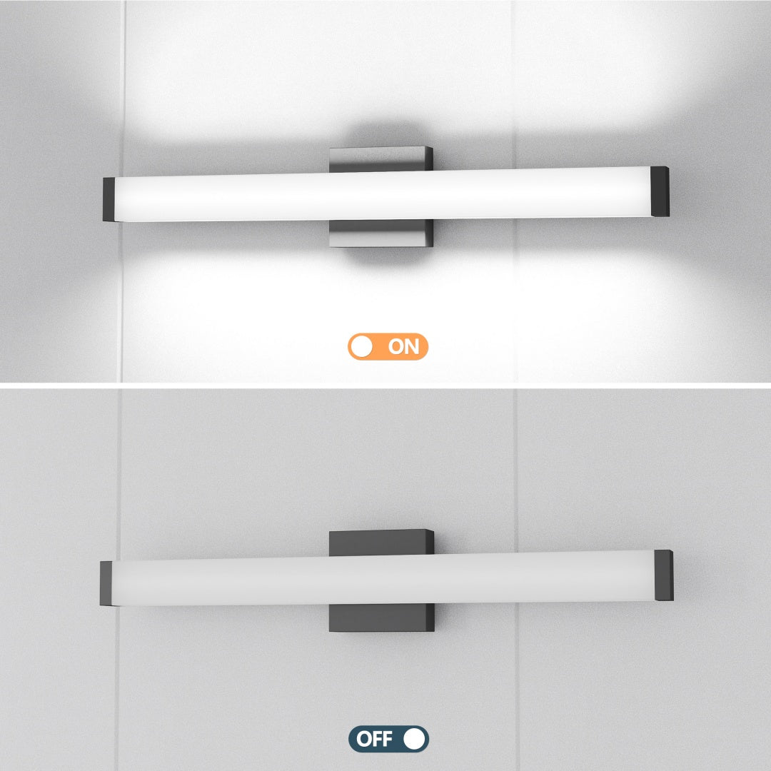 Bathroom Vanity Light Black - 25 Inch Modern Vanity Lights For Bathroom - 14W LED Bath Lights Over Mirror Cool White Light 6000K